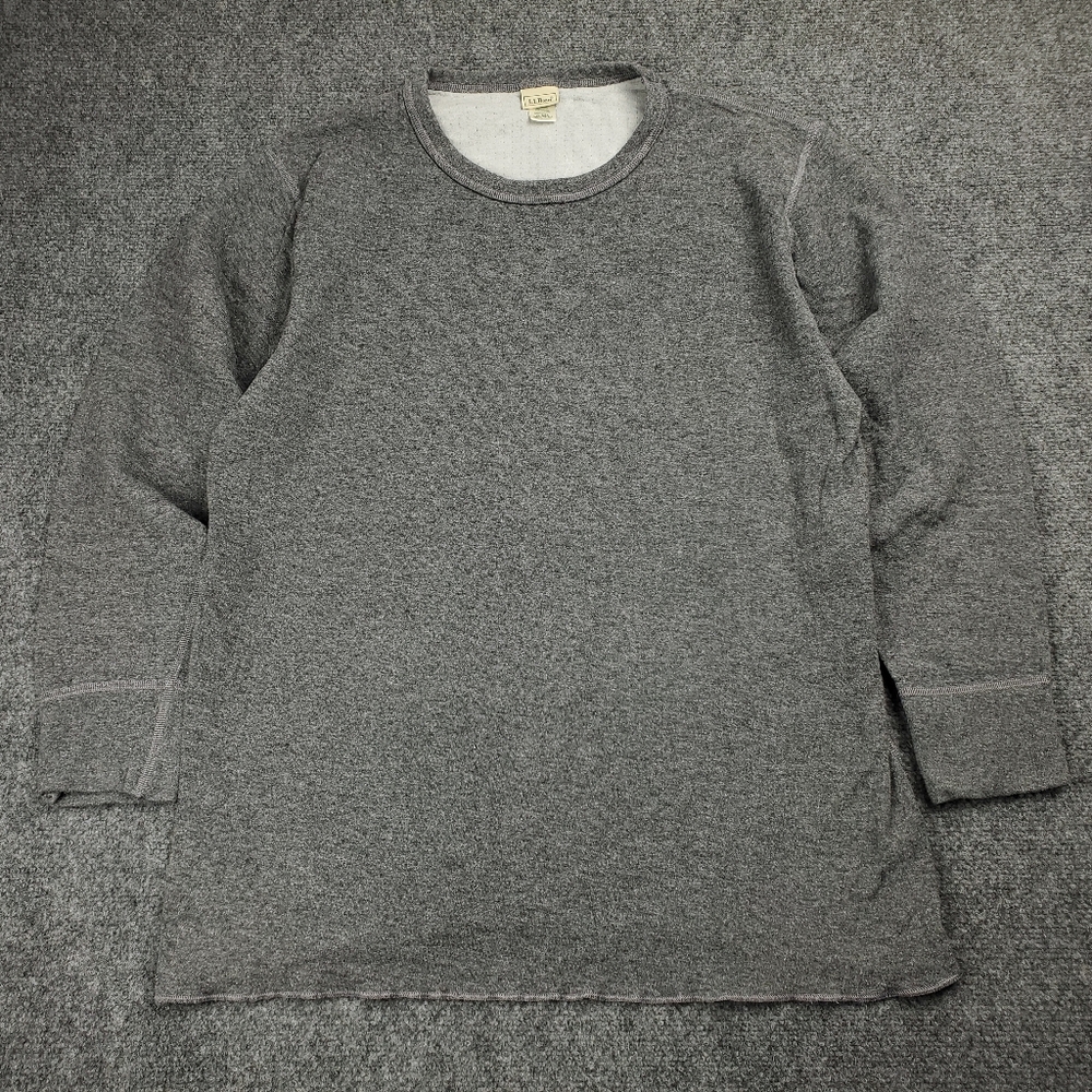 LL Bean River Driver Wool Shirt Mens XLT Tall Crewneck Two Layer Pullover Gray